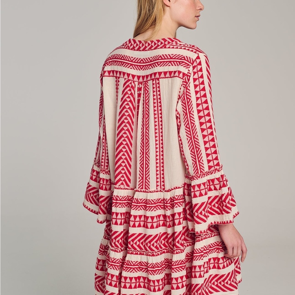 Anthropologie Devotion TWINS Red Mini Dress 100% cotton bohemian festival S - Picture 3 of 10